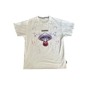 MUSHROOM Brand Trippy Skull Mushroom Graphic Tee – 100% Cotton Streetwear T-Shir